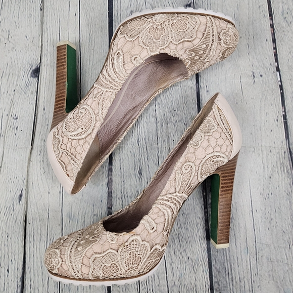 LISA for DONALD J. PLINER | Rawna lace overlay stacked heel shoes - Picture 2 of 11